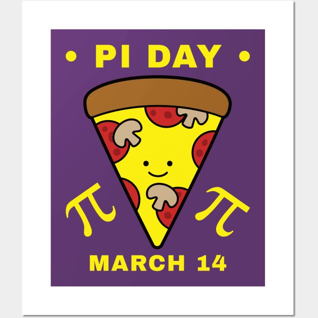 Pi Day March 14 Kawaii Pizza Slice Wall Art by DPattonPD